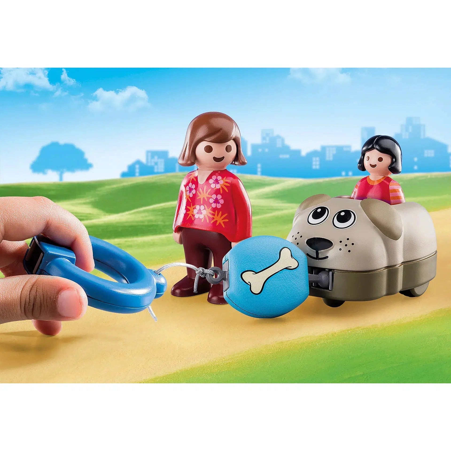 Playmobil-1.2.3. Dog with Train Car-70406-Legacy Toys