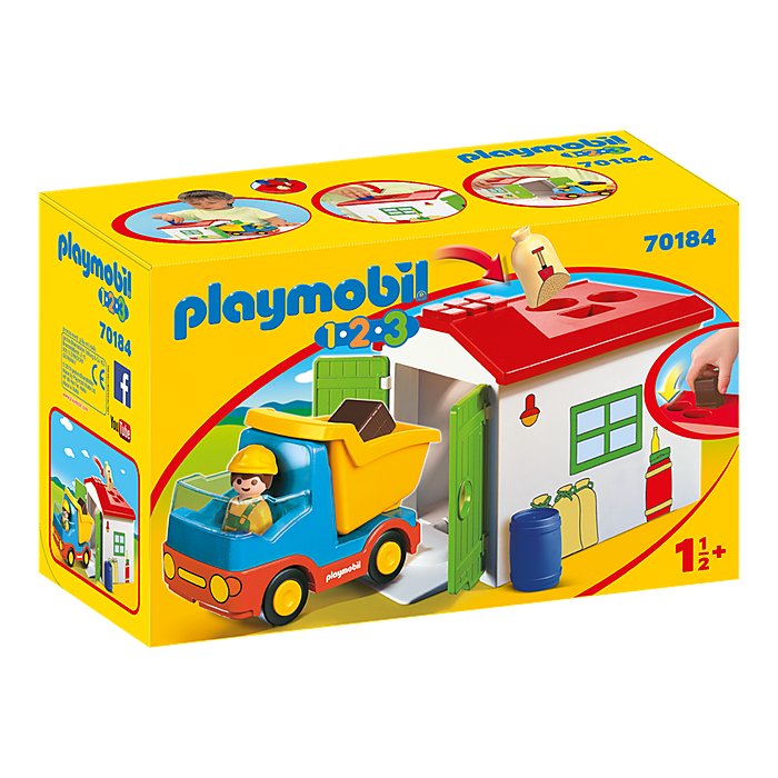 Playmobil-1.2.3. Dump Truck With Garage-70184-Legacy Toys