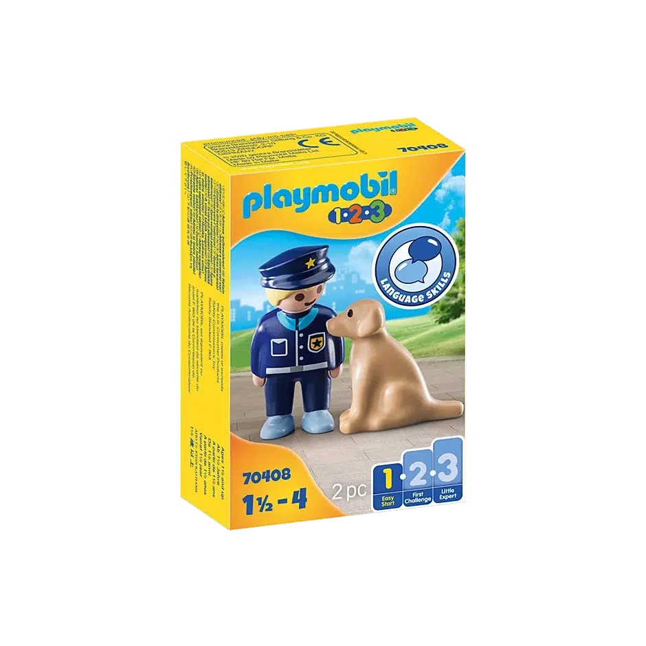Playmobil-1.2.3. Police Officer with Dog-70408-Legacy Toys