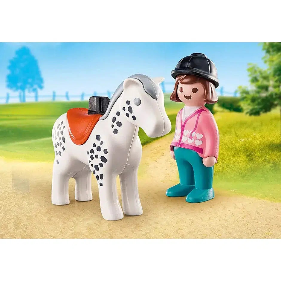 Playmobil-1.2.3. Rider with Horse-70404-Legacy Toys