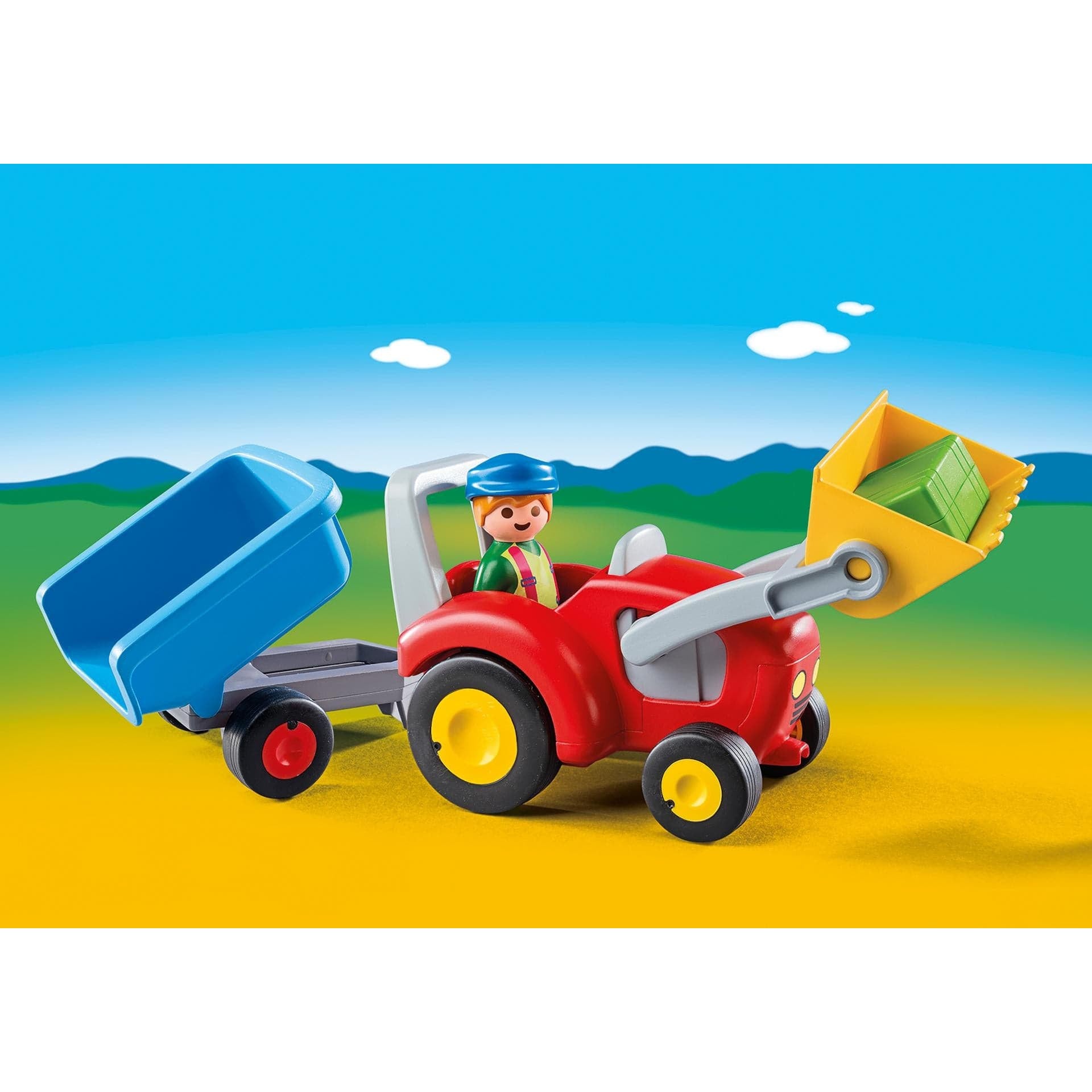 Playmobil-1.2.3. Tractor with Trailer-6964-Legacy Toys