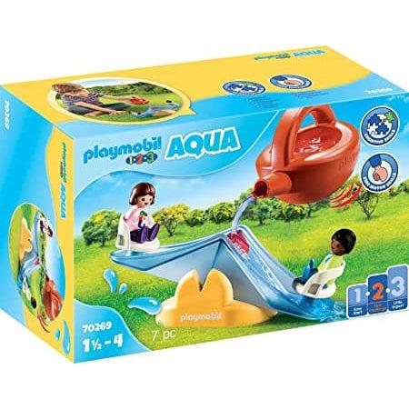 Playmobil-1.2.3. Water Seesaw with Watering Can-70269-Legacy Toys