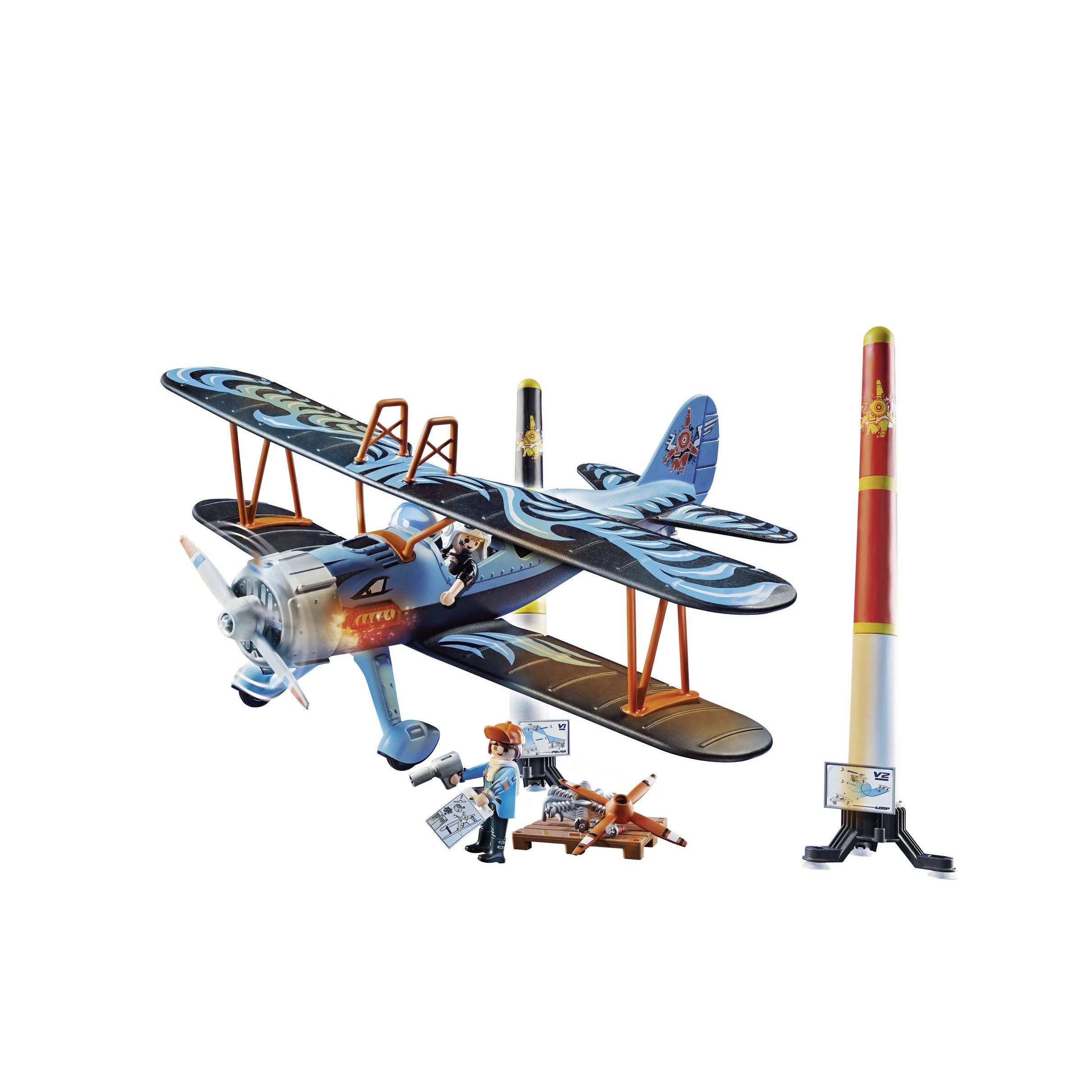 Playmobil-Air Stunt Show - Phoenix Biplane-70831-Legacy Toys