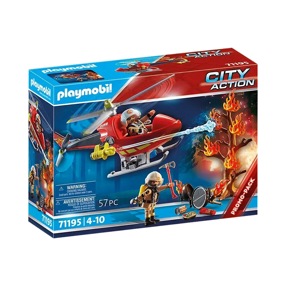 Playmobil-City Action - Fire Rescue Helicopter-71195-Legacy Toys