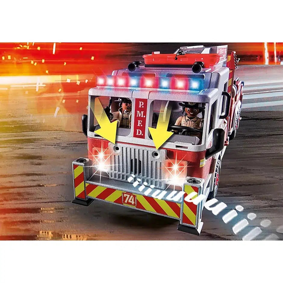 Playmobil-City Action - Rescue Vehicles: Fire Engine with Tower Ladder-70935-Legacy Toys