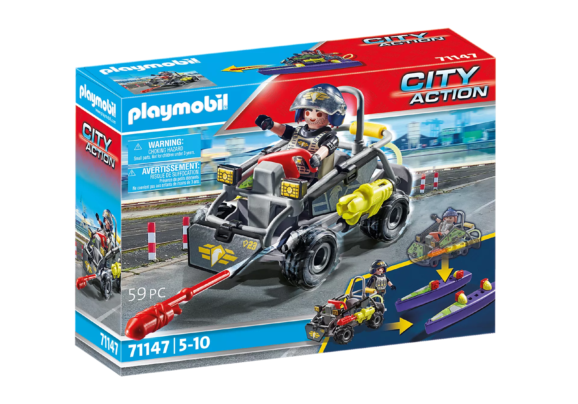 Playmobil-City Action - Tactical Unit - Multi-Terrain Quad-71147-Legacy Toys