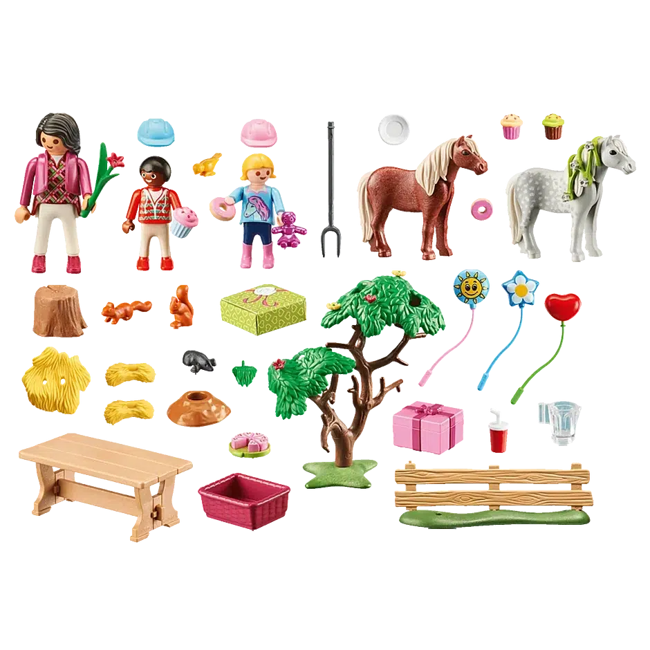 Playmobil-Country - Pony Farm Birthday Party-70997-Legacy Toys
