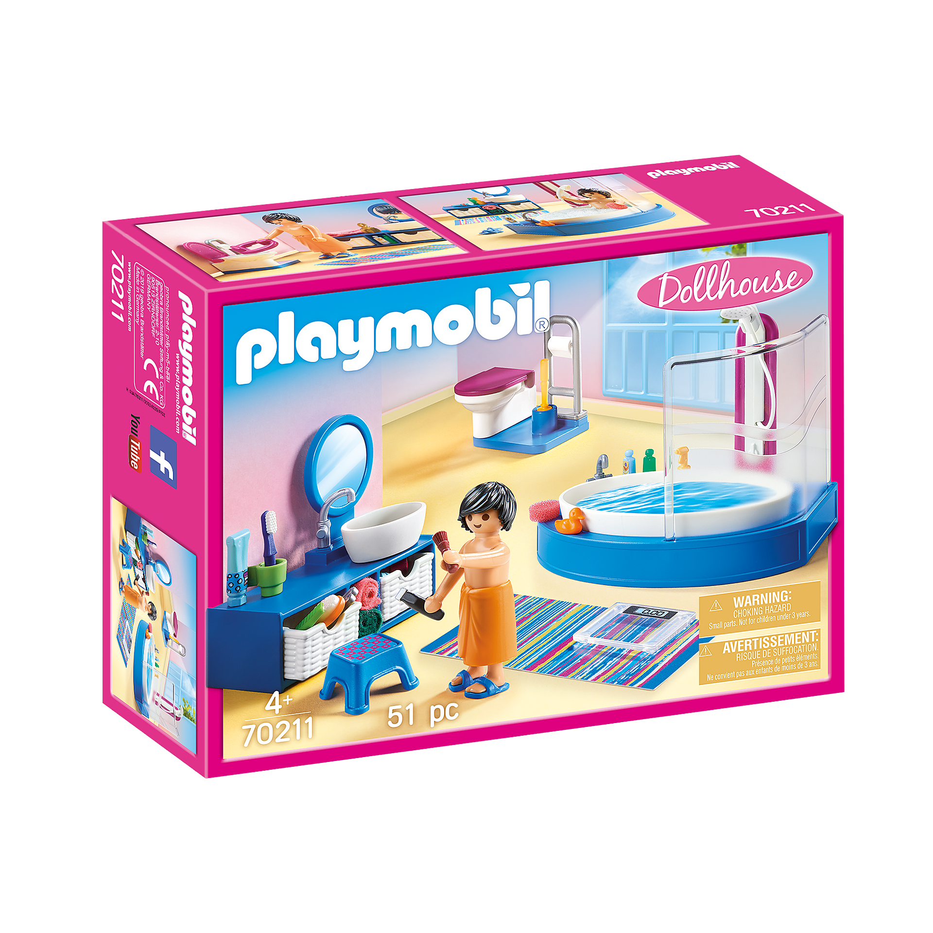 Playmobil-Dollhouse - Bathroom with Tub-70211-Legacy Toys
