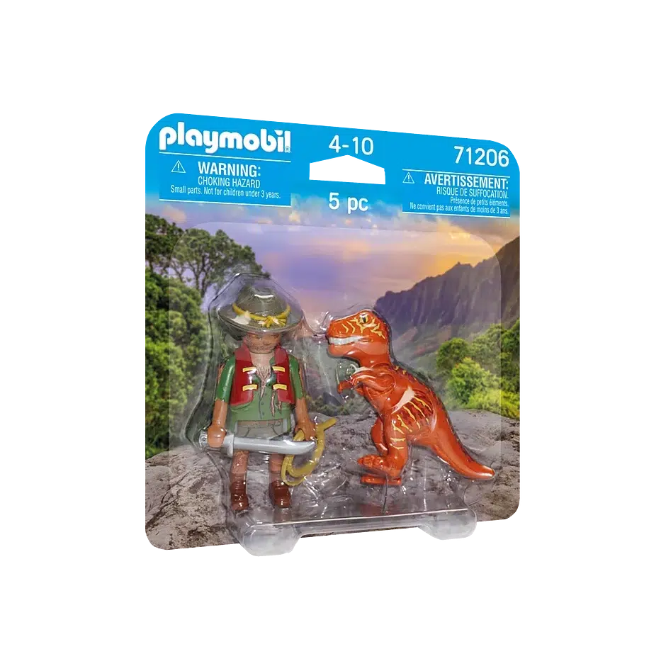 Playmobil-DuoPack - Adventurer with T-Rex-71206-Legacy Toys