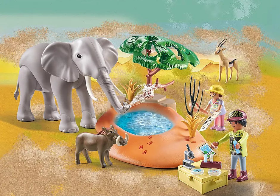Playmobil-Wiltopia - Elephant at the Water Hole-71294-Legacy Toys