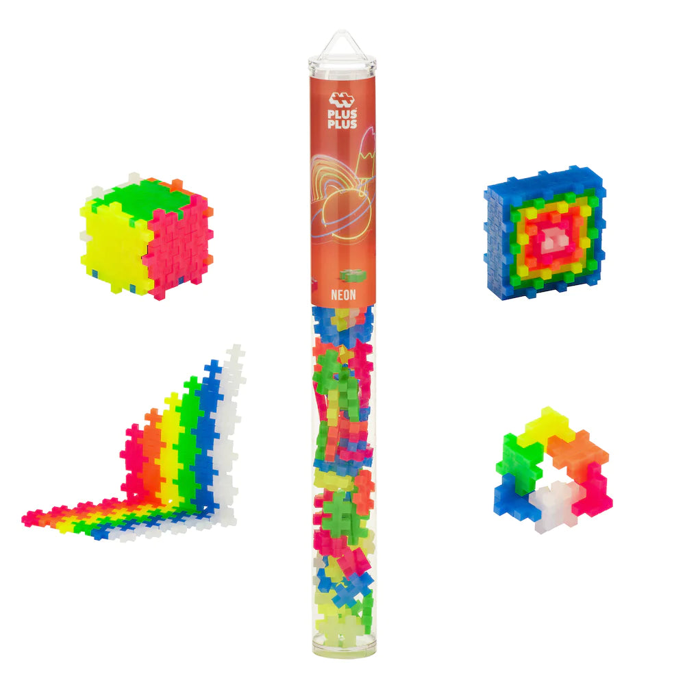Plus-Plus USA-Plus-Plus Tube - Neon Mix-04111-Legacy Toys