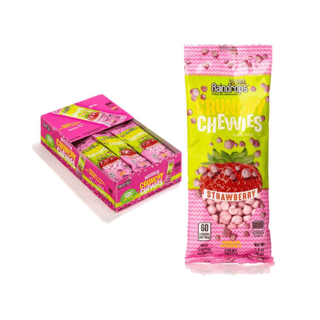 Raindrops-Crunchy Chewies - Strawberry 1.4 oz Bag-R11000-24-Box of 24-Legacy Toys