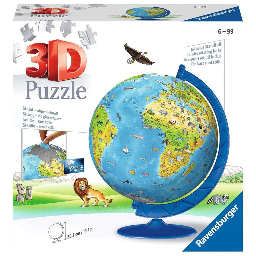 Ravensburger-Children's World Globe 3D 180 Piece Puzzle-12338-Legacy Toys
