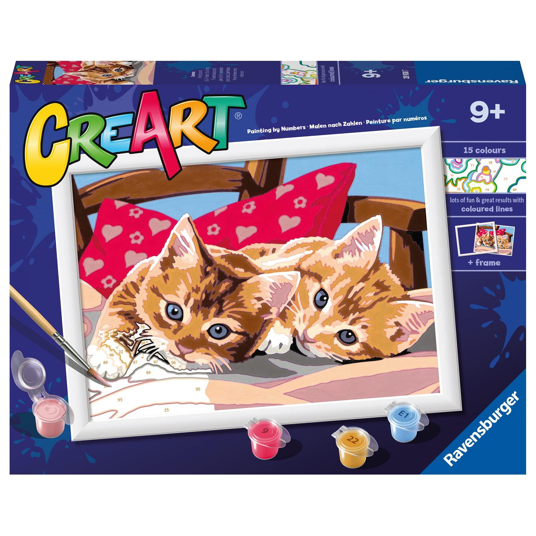 Ravensburger-CreArt Two Cuddly Cats 7x10 Paint by Number-28938-Legacy Toys