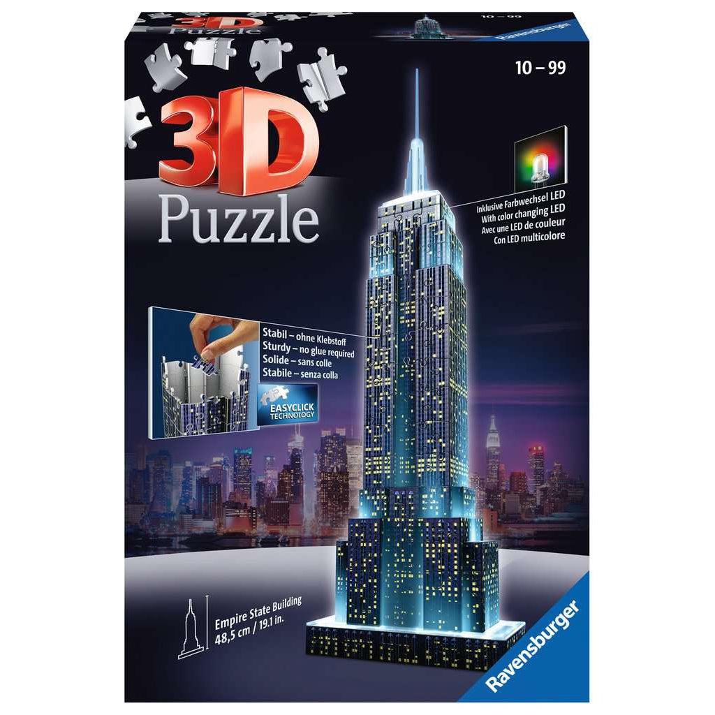 Ravensburger-Empire State Building - Night Edition 3D 216 Piece Puzzle-12566-Legacy Toys