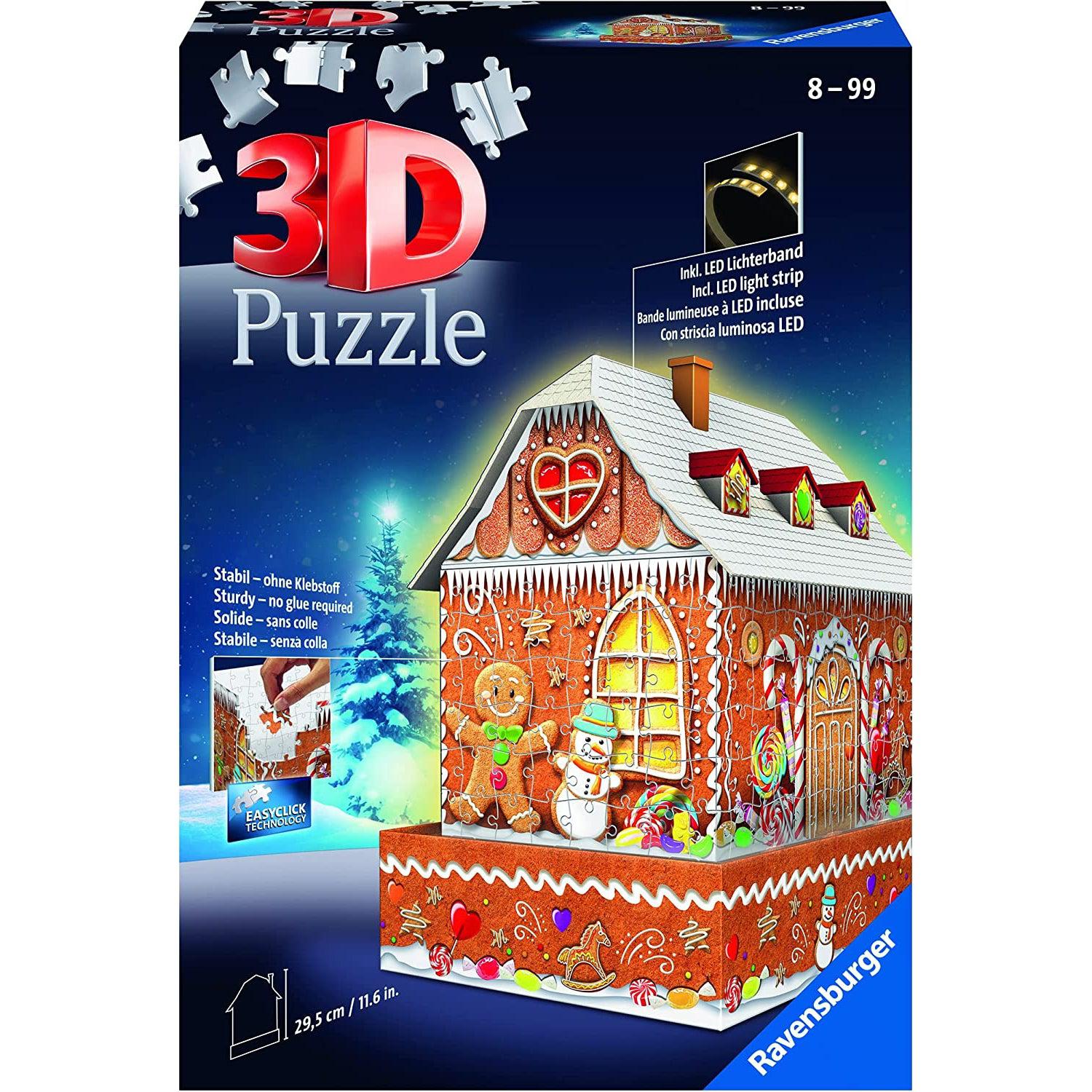 Ravensburger-Gingerbread House - Night Edition Seasonal 3D 216 Piece Puzzle-11568-Legacy Toys