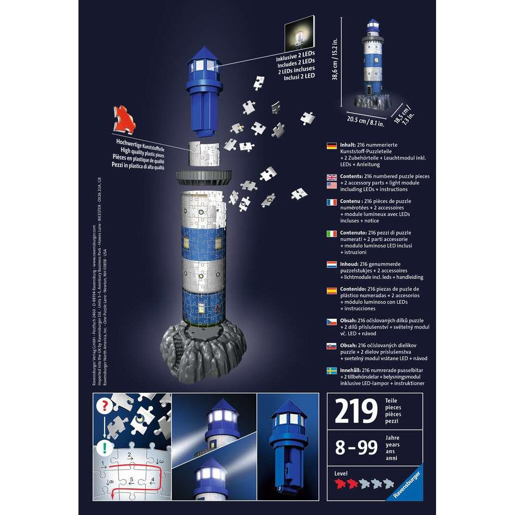 Ravensburger-Lighthouse - Night Edition 3D 216 Piece Puzzle-12577-Legacy Toys