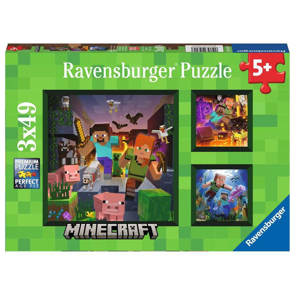 Ravensburger-Minecraft Biomes - 3x49 Piece Puzzle-5621-Legacy Toys