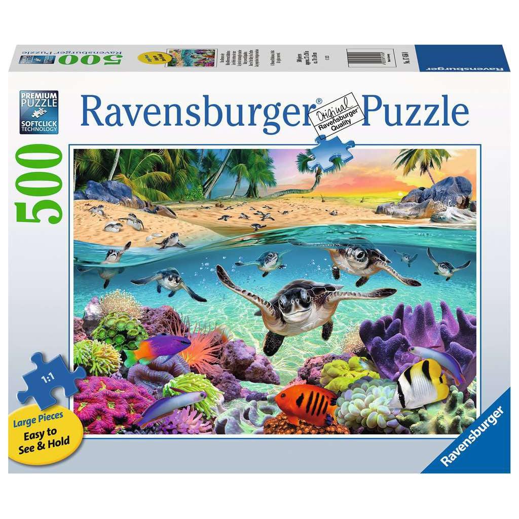 Ravensburger-Race of the Baby Sea Turtles 500 Piece Large Format Puzzle-17456-Legacy Toys
