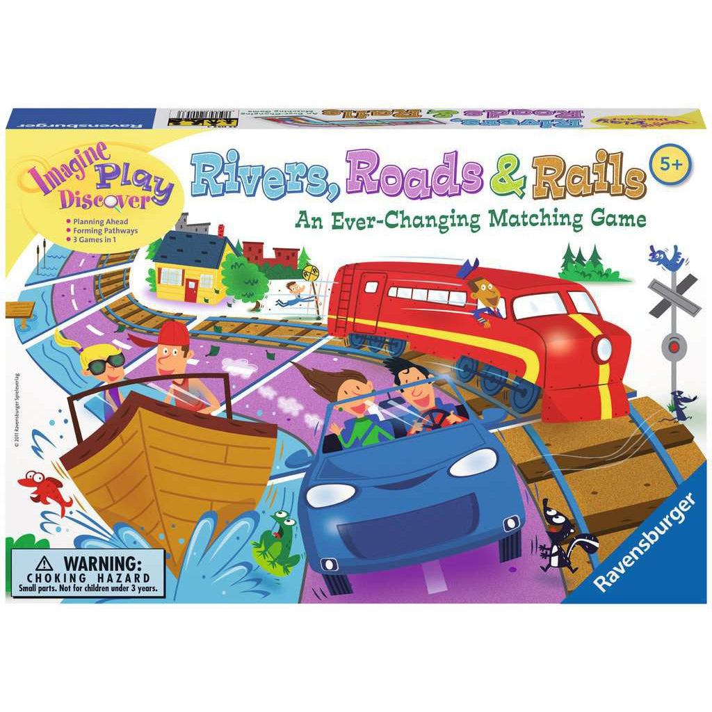 Ravensburger-Rivers, Roads & Rails Board Game-22053-Legacy Toys