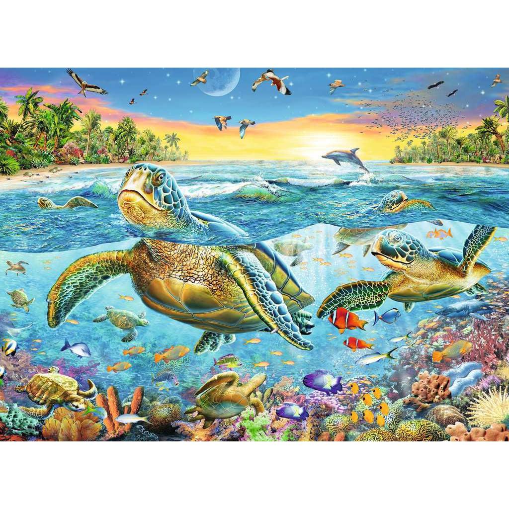 Ravensburger-Swim with Sea Turtles 100 Piece Puzzle-12942-Legacy Toys