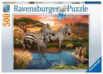 Ravensburger-Zebras at the Waterhole 500 Piece Puzzle-17376-Legacy Toys