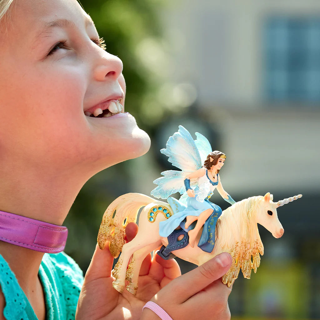 Schleich-Eyela Riding On Golden Unicorn--Legacy Toys