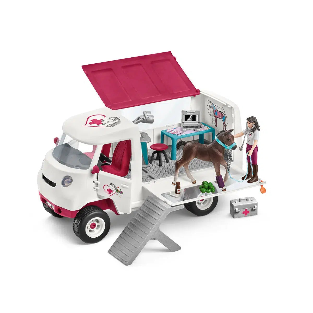 Schleich-Mobile Vet w/ Hanoverian foal-42439-Legacy Toys