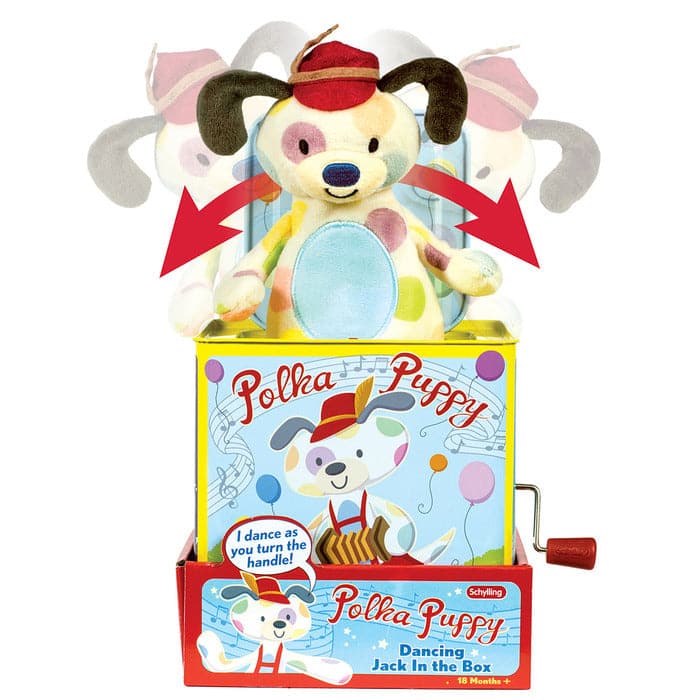 Schylling-Polka Puppy Jack in the Box-PUPJB-Legacy Toys