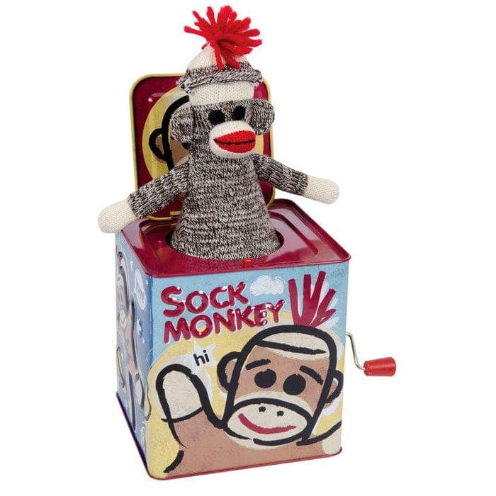 Schylling-Sock Monkey Jack in the Box-SMJB-Legacy Toys