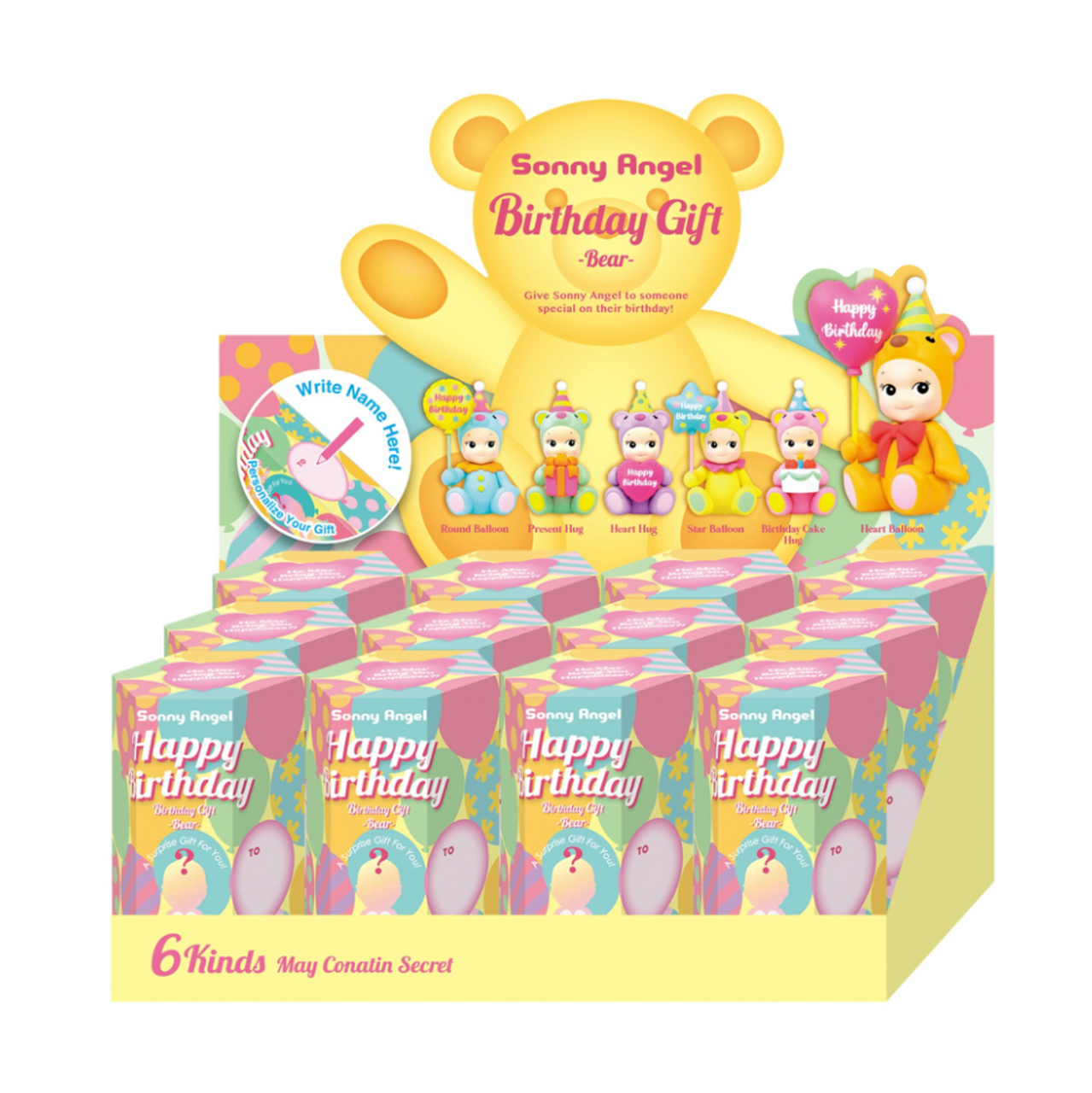 Sonny Angel-Sonny Angel Mini Figure: Birthday Gift Bear Series-SAS-65711-Box of 12-Legacy Toys