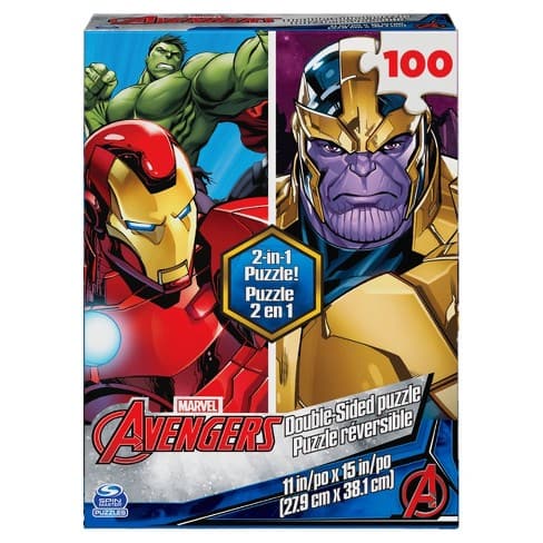 Spin Master-100 Piece Double Sided Puzzle Assortment-20133689-Marvel Avengers-Legacy Toys