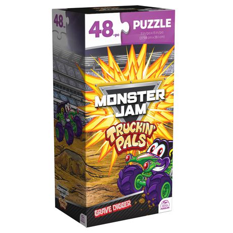 Spin Master-48-Piece Tower Jigsaw Puzzle - Monster Jam Truckin' Pals: Grave Digger-20139516-Legacy Toys