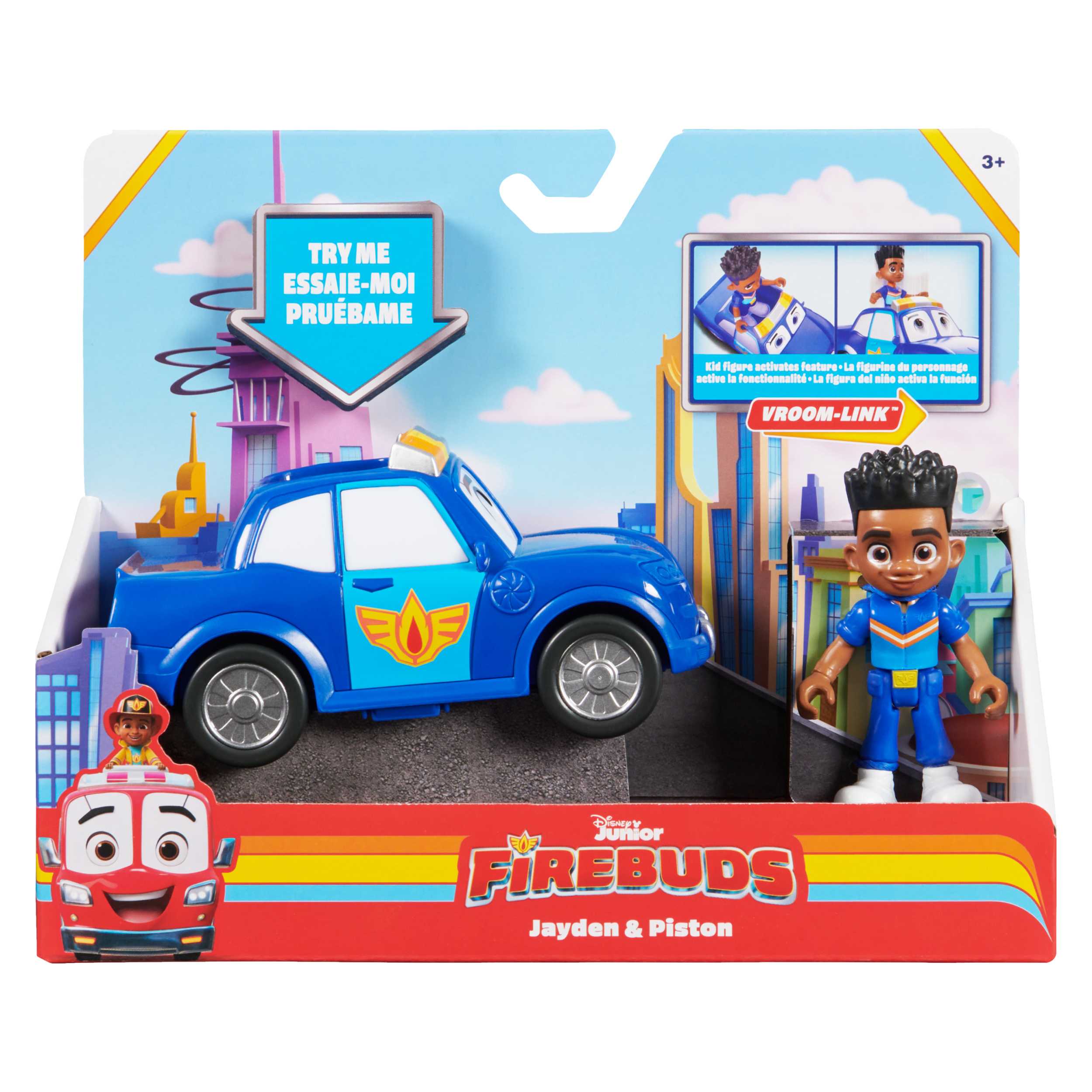 Disney Junior Firebuds Jayden & Piston Action Figure & Police Car