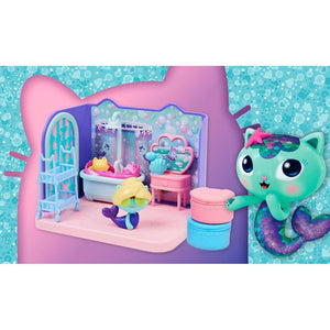 Gabby's Dollhouse, Primp and Pamper Bathroom with Mercat Figure, 3  Accessories, 3 Furniture and 2 Deliveries, Kids Toys for Ages 3 and Up