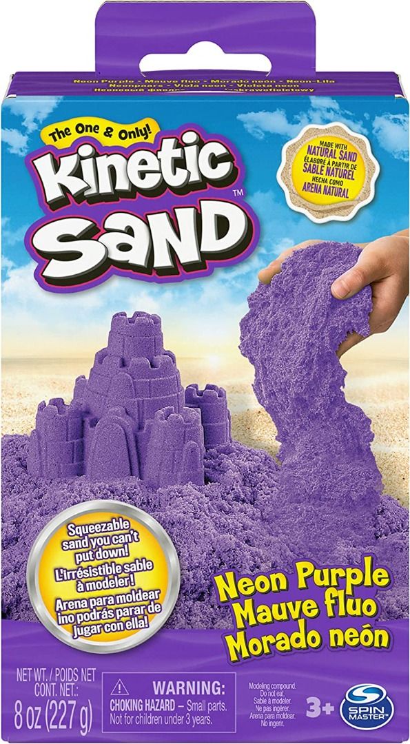 Spin Master-Kinetic Sand 8 oz Neon Sand Box Assortment-20138722-Purple-Legacy Toys