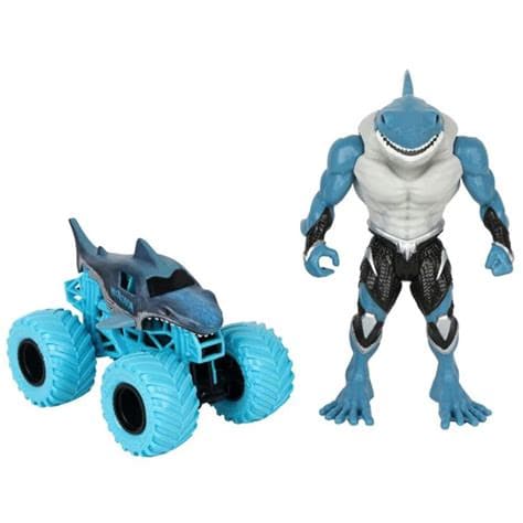 Spin Master-Monster Jam 1:64 Scale Monster Truck and Creature-20124917-Megalodon and Big Tooth (Blue)-Legacy Toys