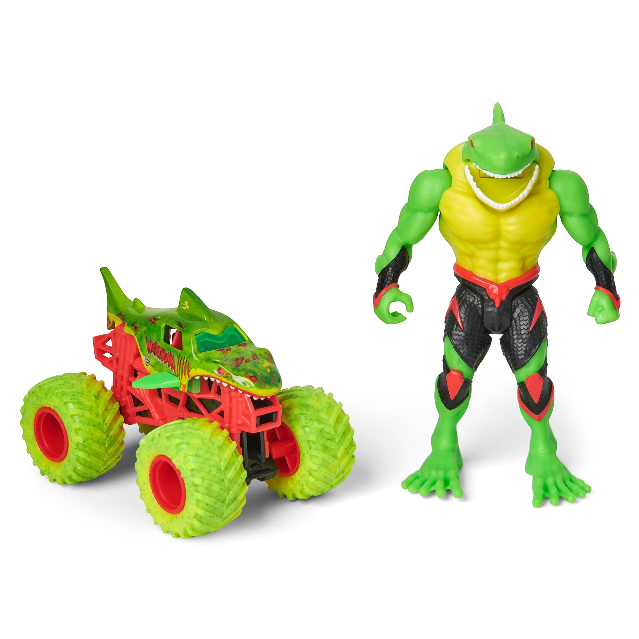 Spin Master-Monster Jam 1:64 Scale Monster Truck and Creature-20129655-Megalodon and Big Tooth (Zombie Green)-Legacy Toys