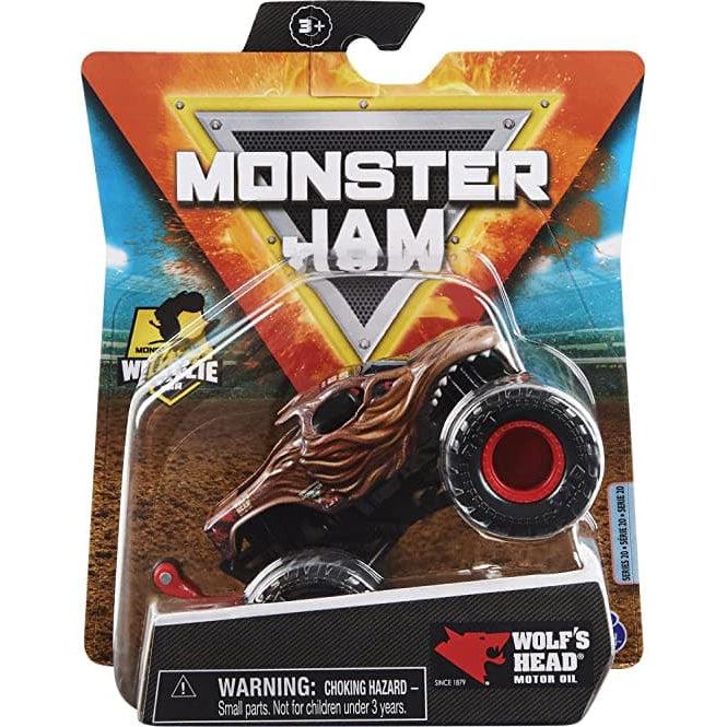 Spin Master-Monster Jam: 1:64 Scale Monster Truck Die-Cast Vehicle with Wheelie Bar-20129580-Wolf's Head-Legacy Toys