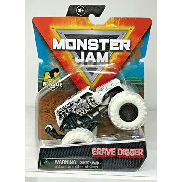 Spin Master-Monster Jam: 1:64 Scale Monster Truck Die-Cast Vehicle with Wheelie Bar-20129584-Grave Digger - White-Legacy Toys