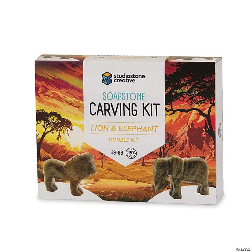 Studiostone Creative-Soapstone Carving Kit Lion & Elephant-12861-Legacy Toys