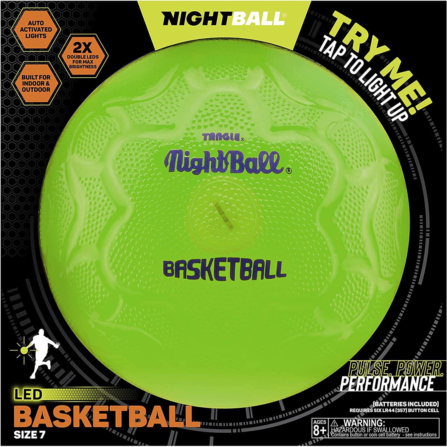 Tangle-Nightball Glow in the Dark Light Up Basketball Green-12857-Legacy Toys