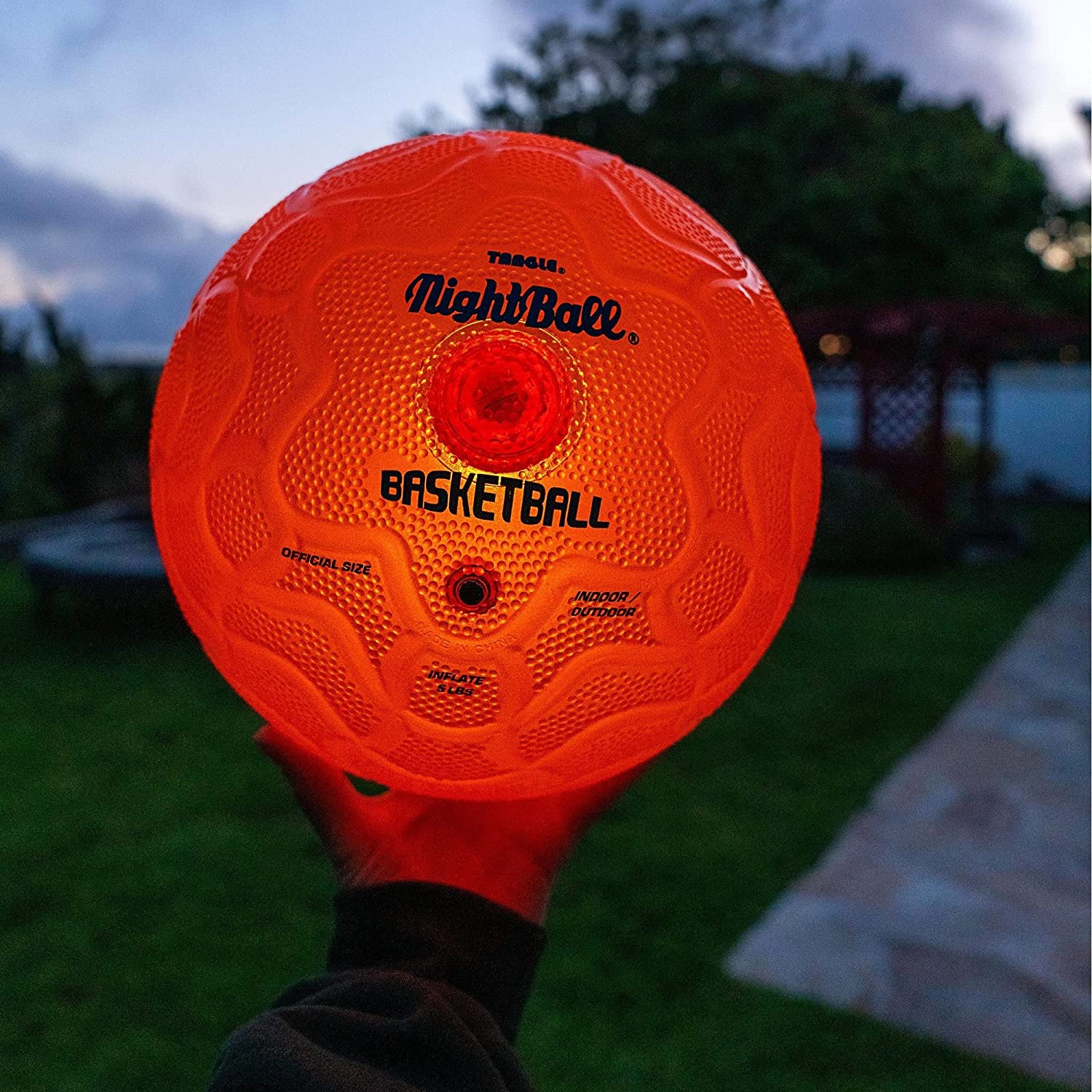 Tangle-Nightball Glow in the Dark Light Up Basketball Orange-12757-Legacy Toys