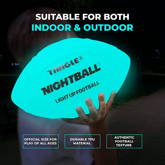 Tangle-Nightball Glow in the Dark Light Up Football Blue-12800-Legacy Toys