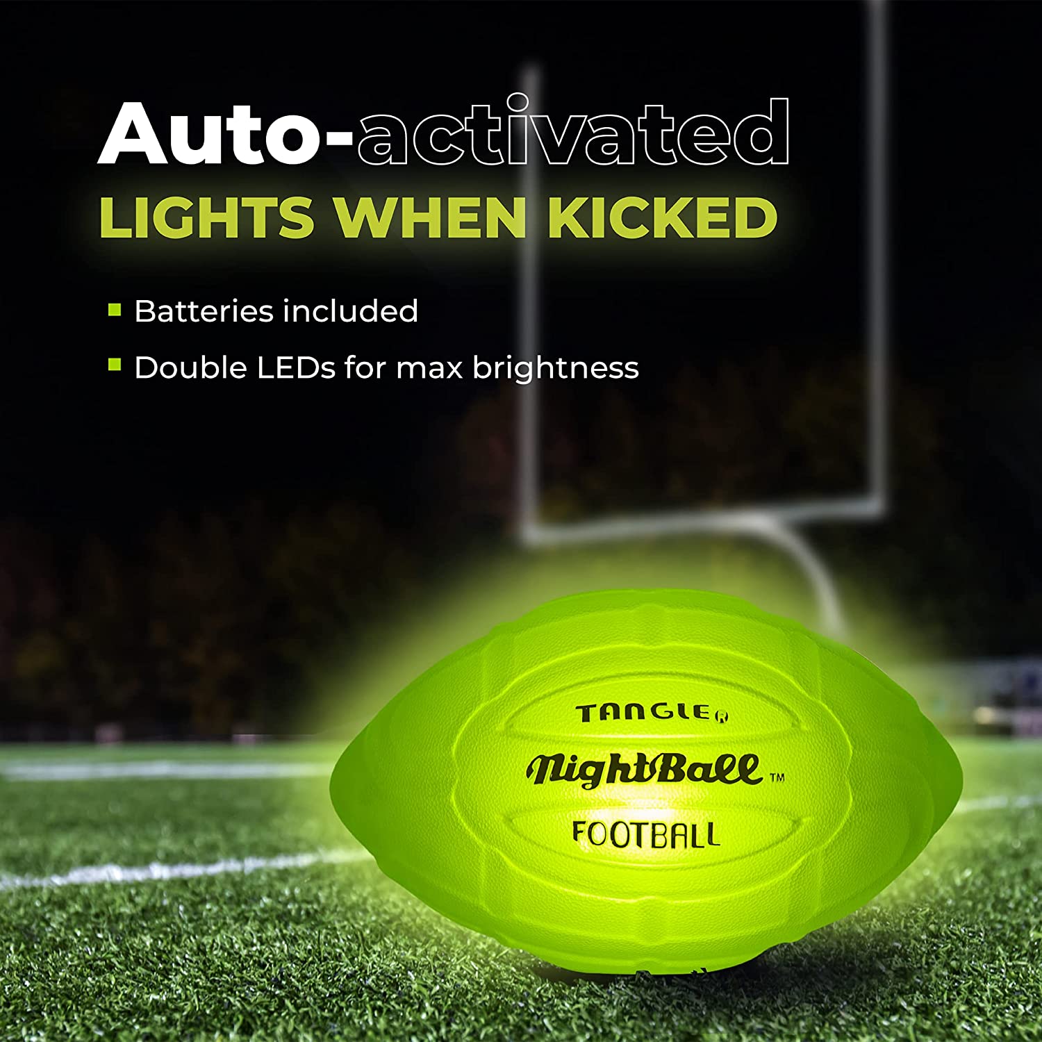 Tangle-Nightball Glow in the Dark Light Up Football Green-12796-Legacy Toys