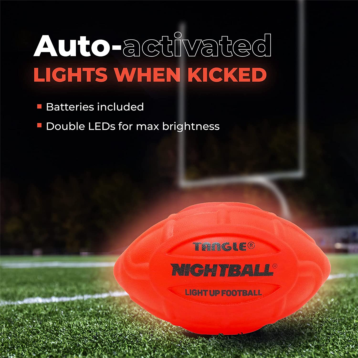 Tangle-Nightball Glow in the Dark Light Up Football Red-12793-Legacy Toys