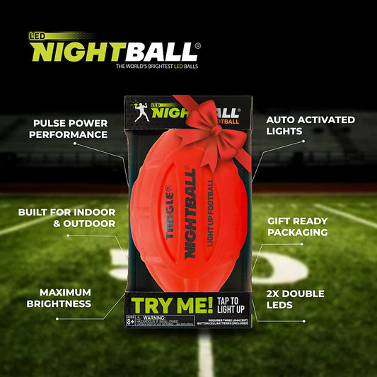 Tangle-Nightball Glow in the Dark Light Up Football Red-12793-Legacy Toys