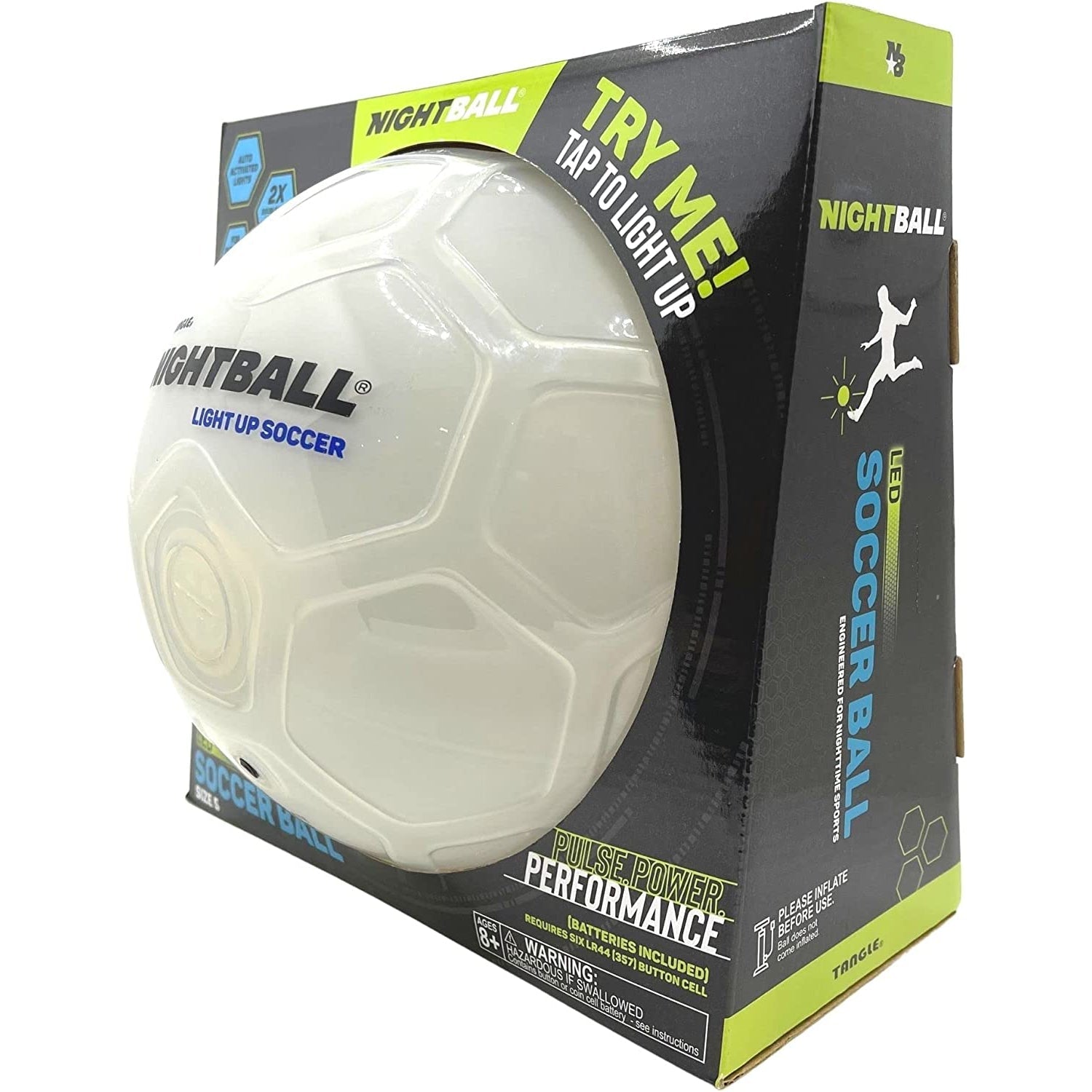 Tangle-Nightball Glow in the Dark Light Up Soccer Ball White-12811-Legacy Toys