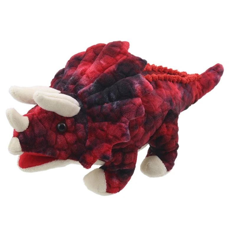 The Puppet Company-Baby Triceratops Puppet - Red-PC002907-Legacy Toys