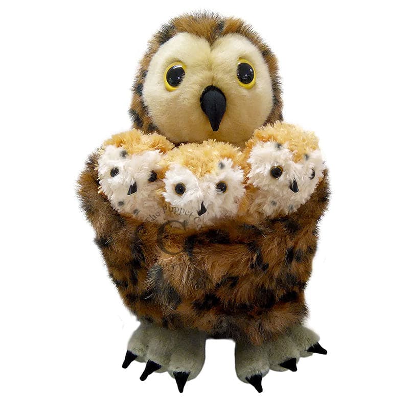The Puppet Company-Hide-Away Puppets - Mother Owl With 3 Babies-PC003025-Legacy Toys